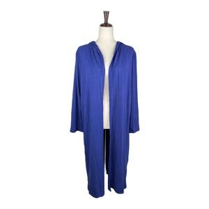 LOVE Women's Blue Rib Hooded Cardigan 2X